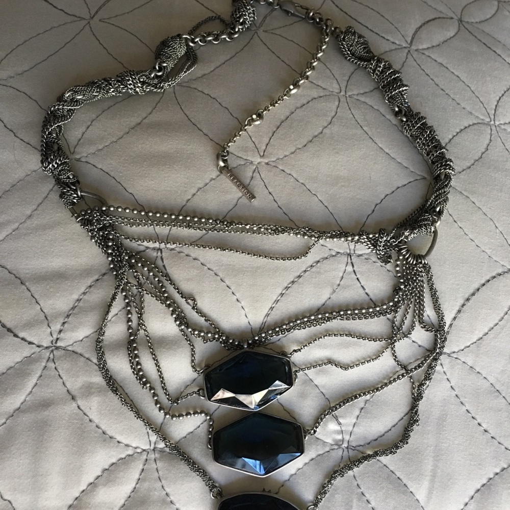 Blue stone multi strand necklace